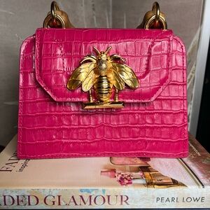 Schutz Leather-  imitation crocodile skin golden hoes